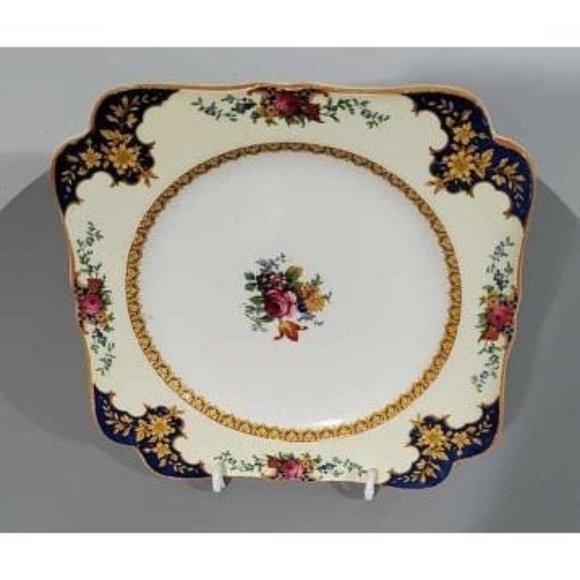 Vintage Royal Denby Plate Regd Number 768985, Larkspur Flowers, red and blue - Picture 2 of 5